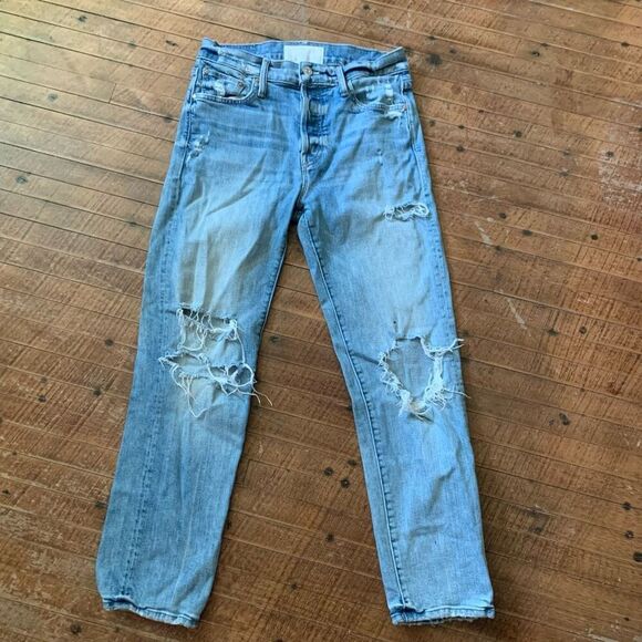 Mother Superior size 25 Scrapper ankle distressed light wash jeans - Picture 1 of 5